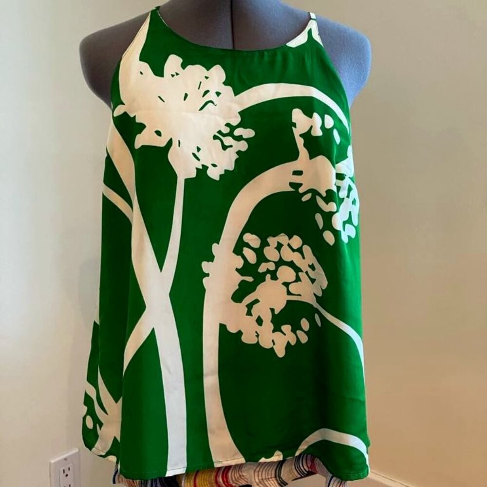 Anthropologie Green Floral Top